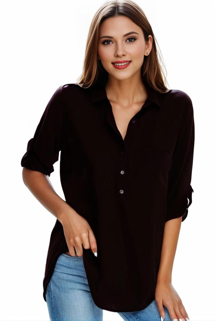 plus size formal shirt women s plus plain long sleeve turn down collar button up workwear shirt 125202