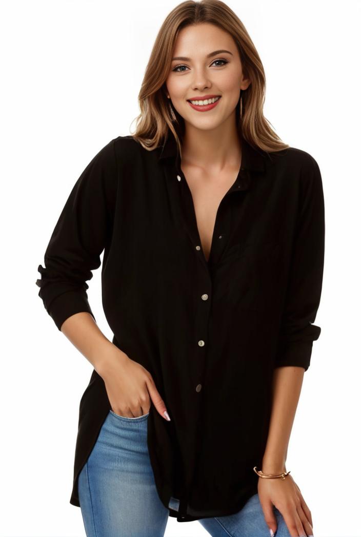 plus size formal shirt women s plus plain long sleeve turn down collar button up workwear shirt 125199