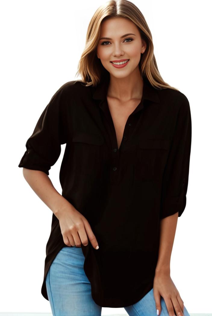 plus size formal shirt women s plus plain long sleeve turn down collar button up workwear shirt 125204