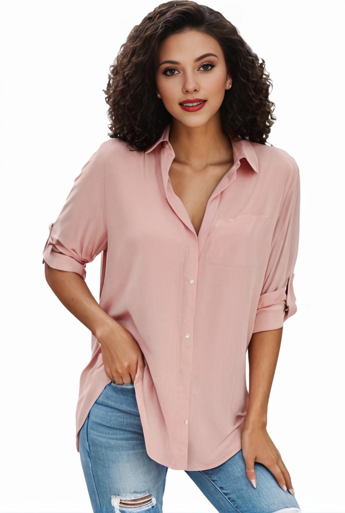 plus size formal shirt women s plus plain long sleeve turn down collar button up workwear shirt 125207