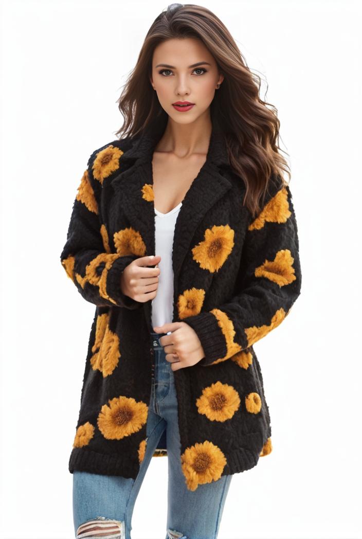 plus size halloween coat women s pus allover cat pumpkin print long sleeve open front medium stretch cardigan overcoat 125456