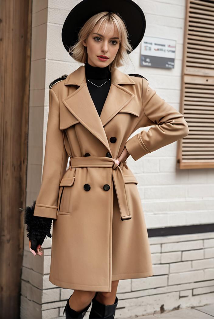 stylish women s winter overcoat with double breasted lapels and thermal lining 100215