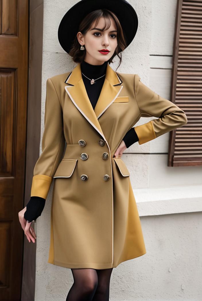 stylish women s winter overcoat with double breasted lapels and thermal lining 100221