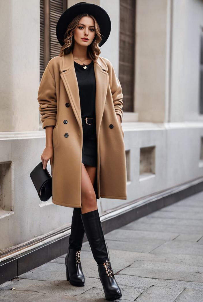 stylish women s winter overcoat with double breasted lapels and thermal lining 100260