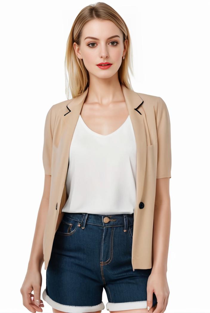 women s solid open front blazer with long sleeves for office wear 105232