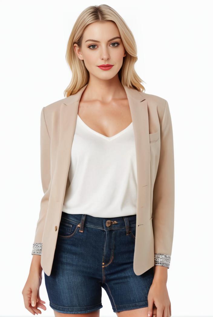 women s solid open front blazer with long sleeves for office wear 105233