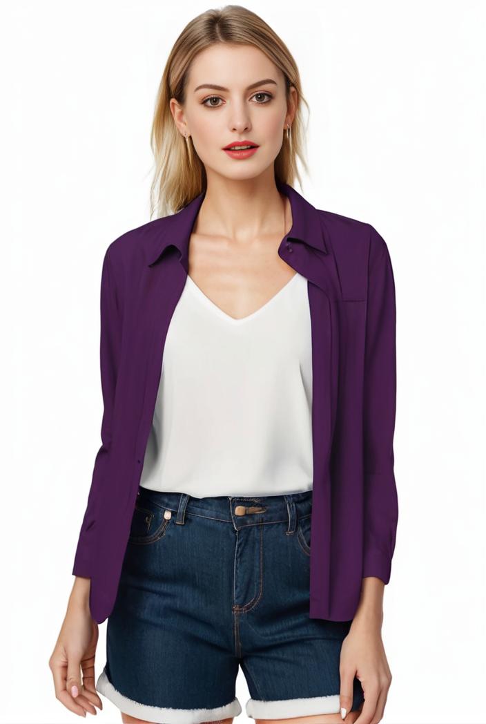 women s solid open front blazer with long sleeves for office wear 105240