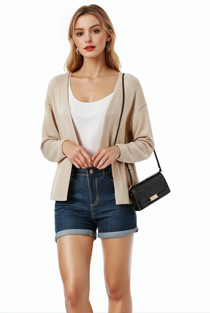 women s solid open front blazer with long sleeves for office wear 105254