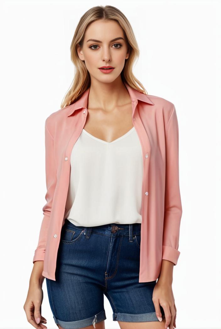 women s solid open front blazer with long sleeves for office wear 105266
