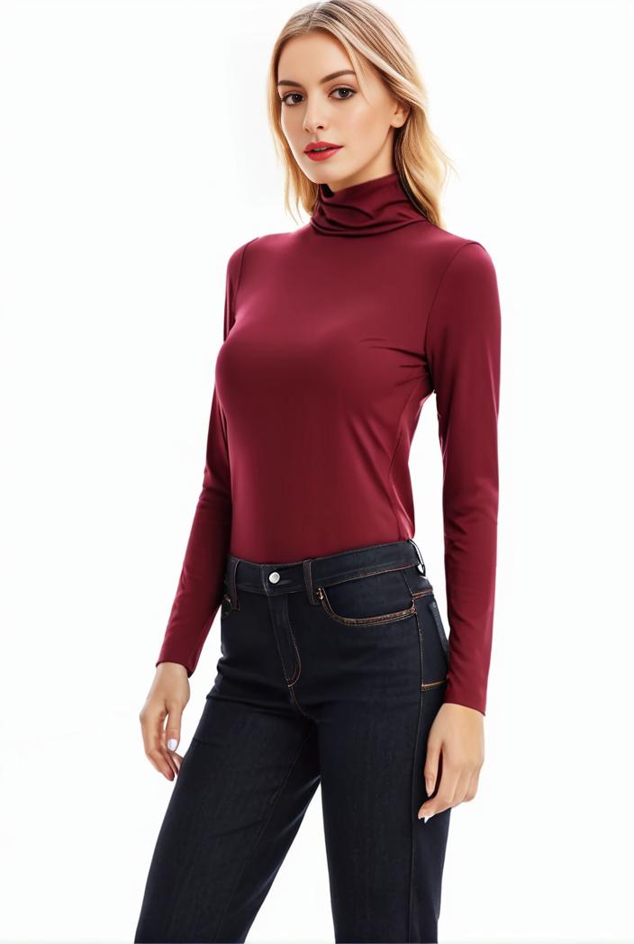 3 sets of turtleneck tees comfy long sleeve shirt perfect for spring autumn women s apparel 106074