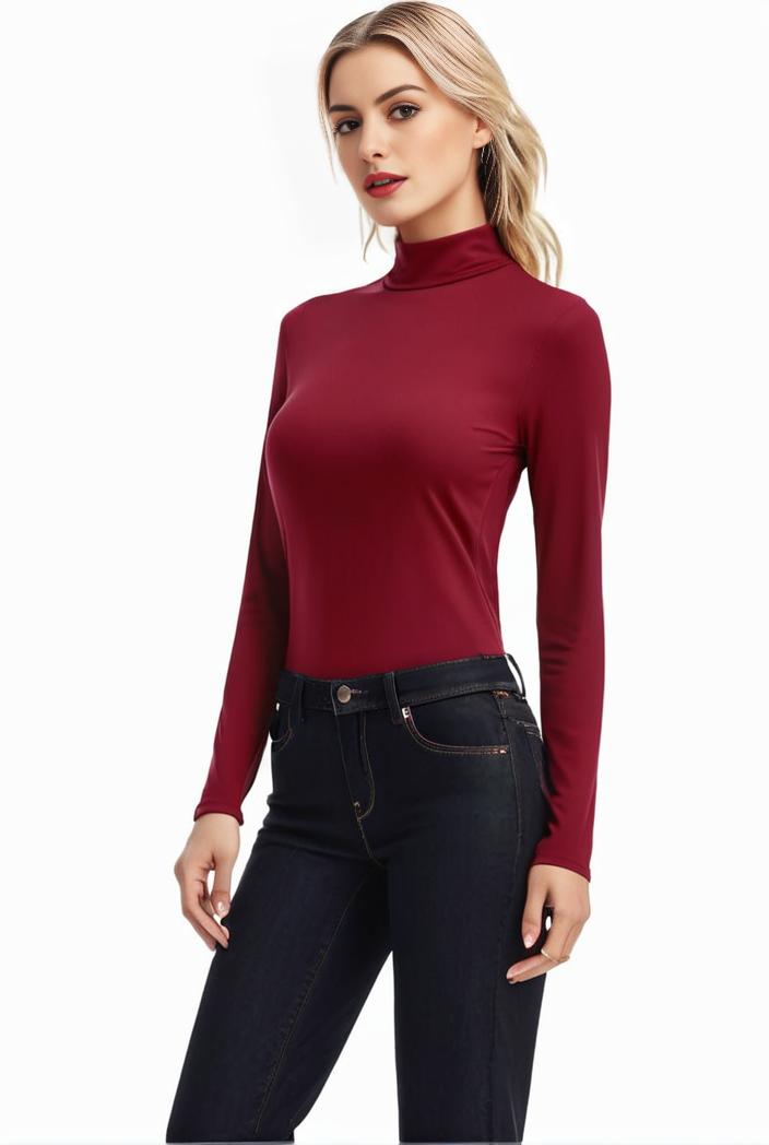 3 sets of turtleneck tees comfy long sleeve shirt perfect for spring autumn women s apparel 106075