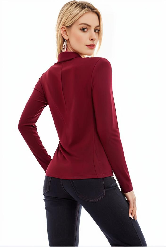 3 sets of turtleneck tees comfy long sleeve shirt perfect for spring autumn women s apparel 106089