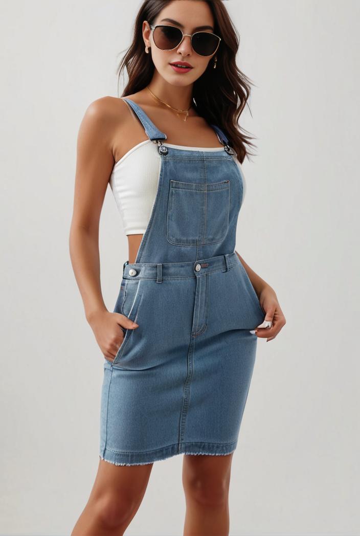blue denim jumpsuit with distressed ripped details for women 106904