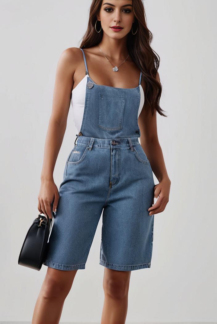 blue denim jumpsuit with distressed ripped details for women 106922