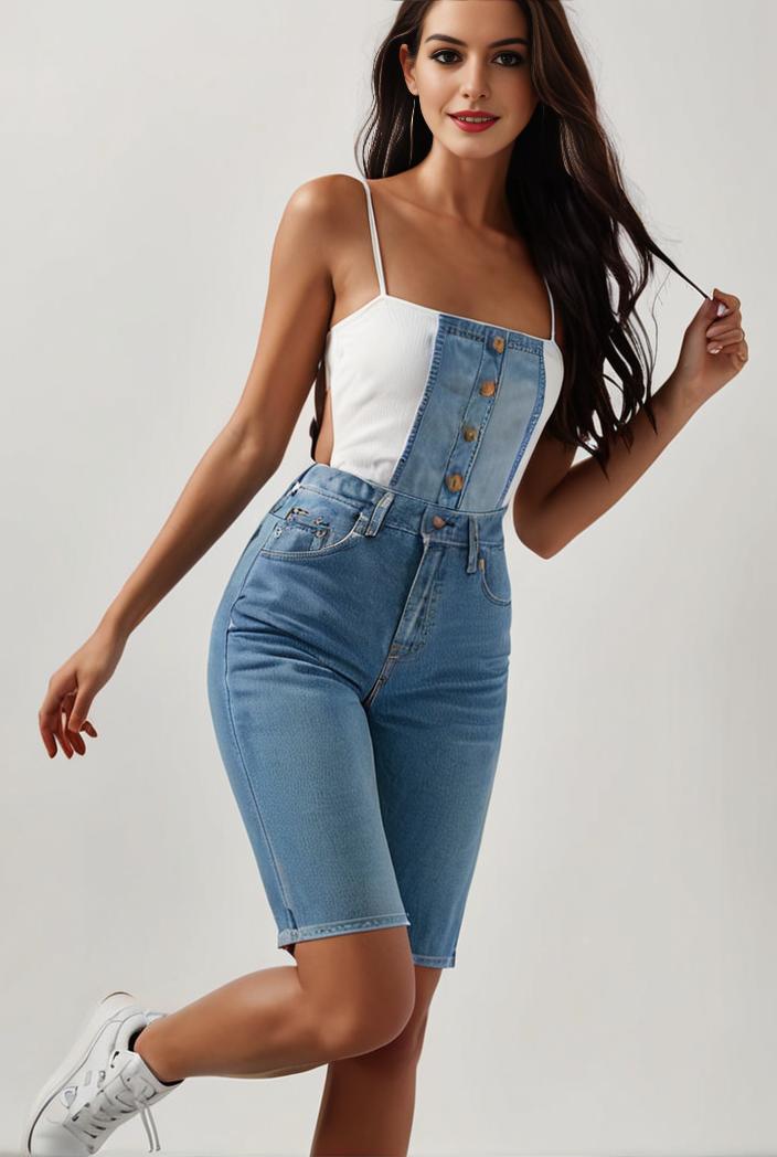 blue denim jumpsuit with distressed ripped details for women 106925