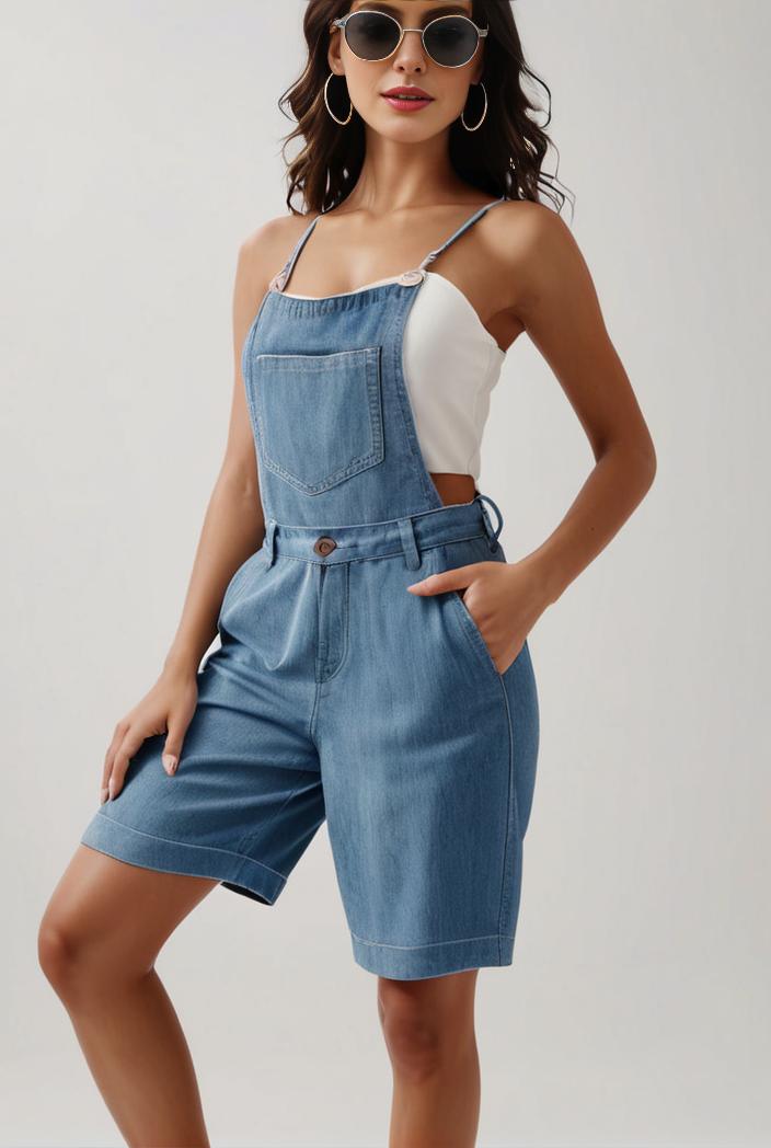 blue denim jumpsuit with distressed ripped details for women 106936