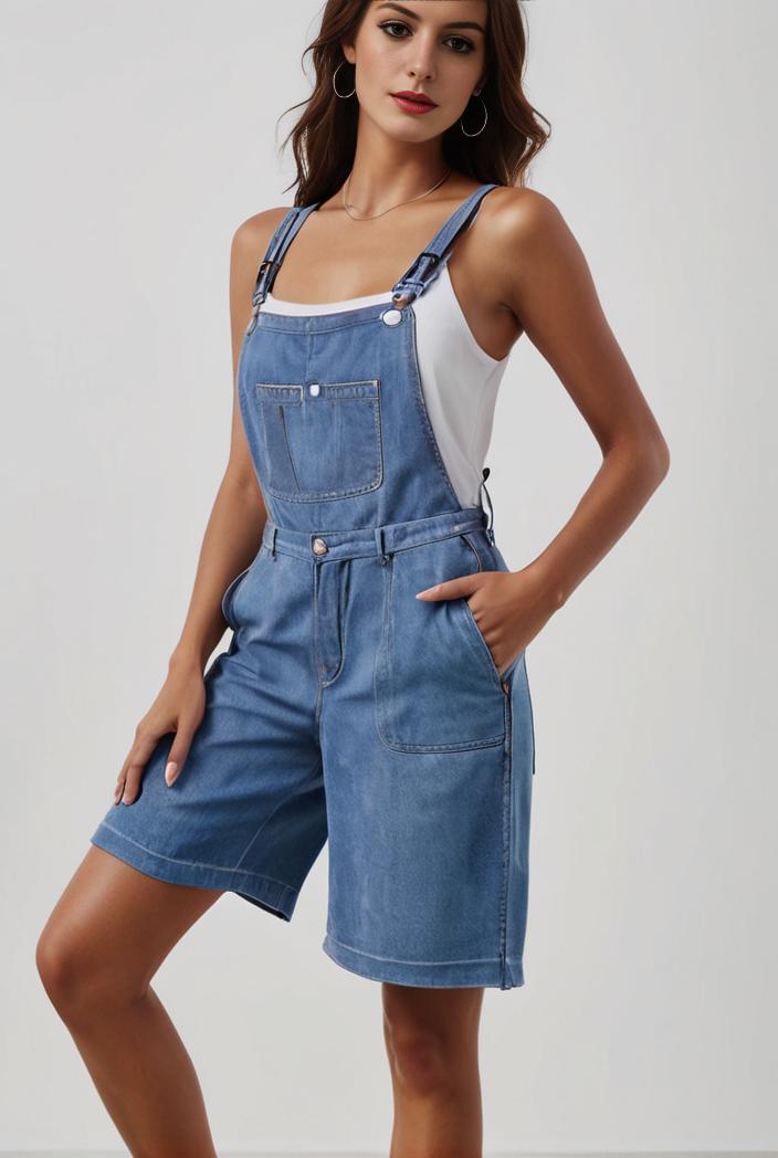 blue denim jumpsuit with distressed ripped details for women 106938