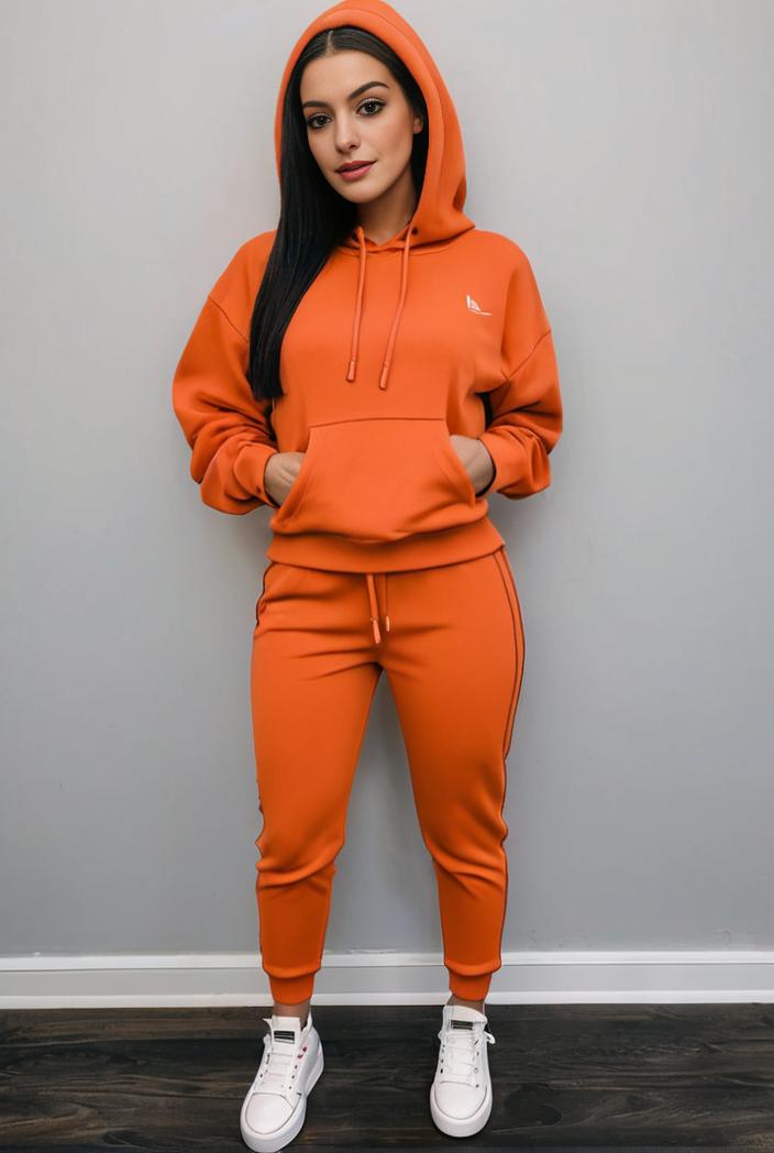 casual drawstring pants and hoodie combo set for women 109615