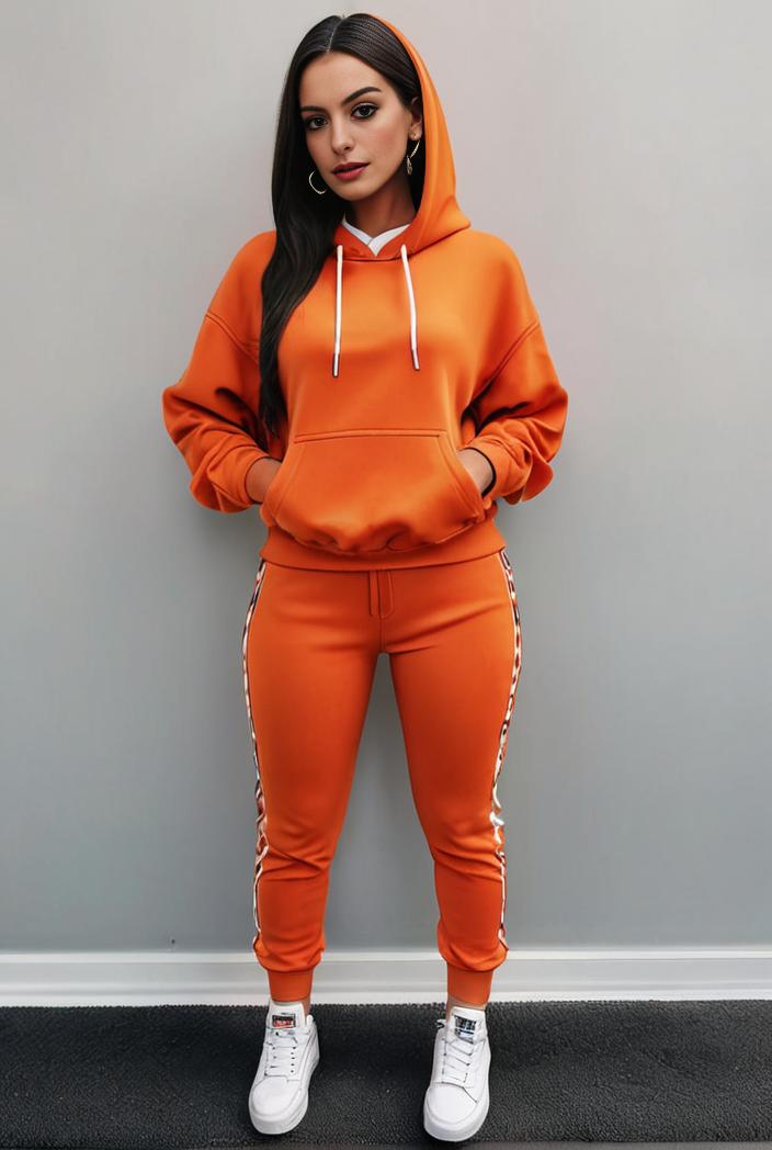 casual drawstring pants and hoodie combo set for women 109618