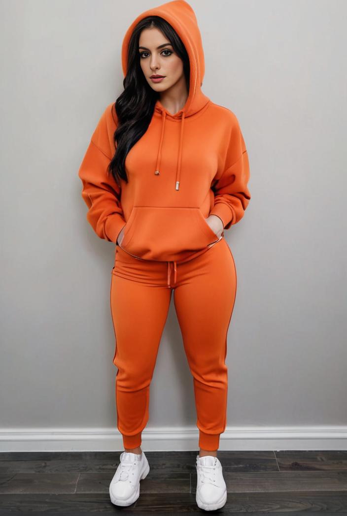 casual drawstring pants and hoodie combo set for women 109619