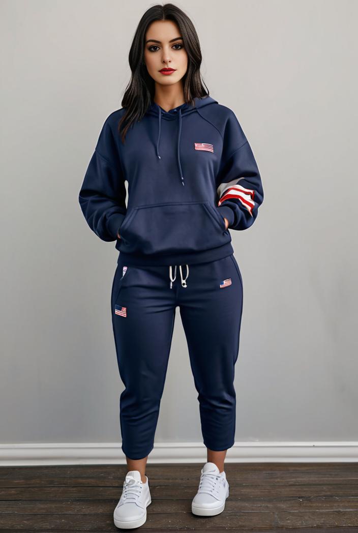 casual drawstring pants and hoodie combo set for women 109620