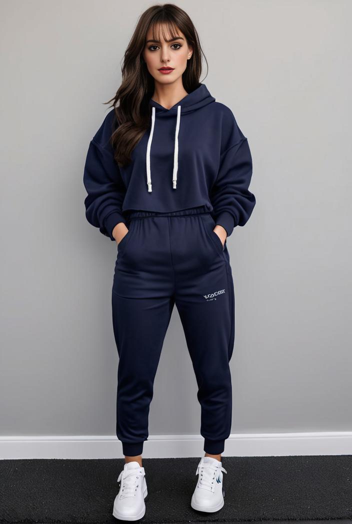 casual drawstring pants and hoodie combo set for women 109621