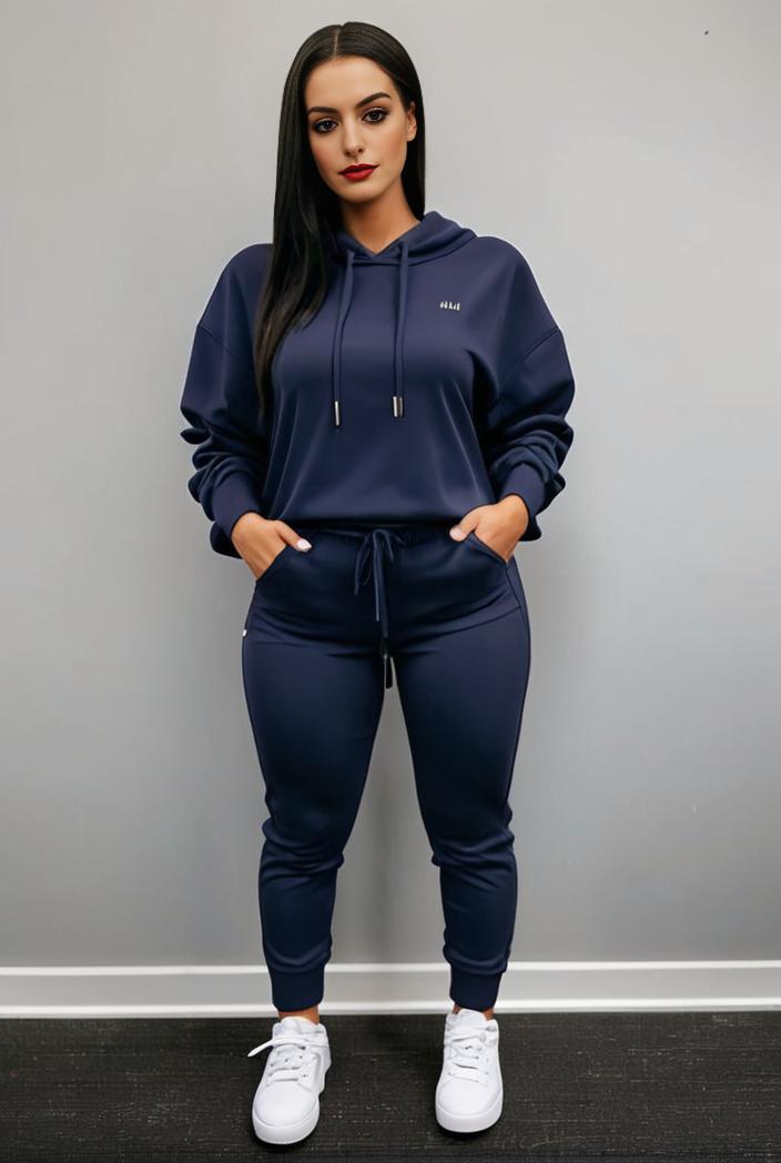 casual drawstring pants and hoodie combo set for women 109622