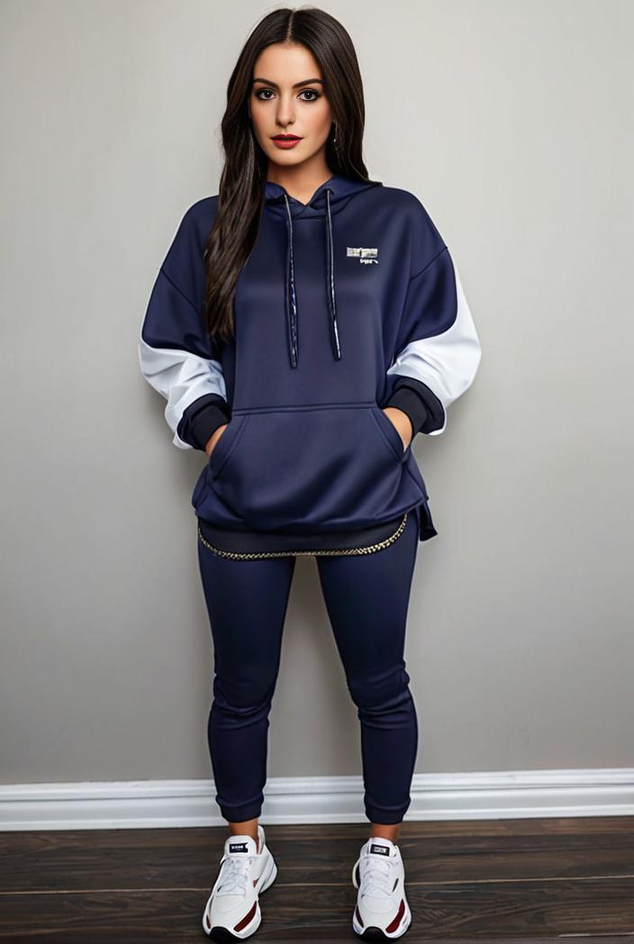 casual drawstring pants and hoodie combo set for women 109624
