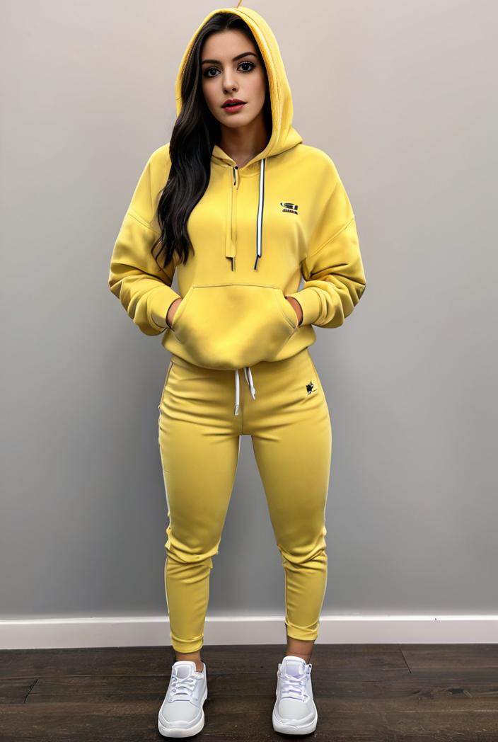 casual drawstring pants and hoodie combo set for women 109628