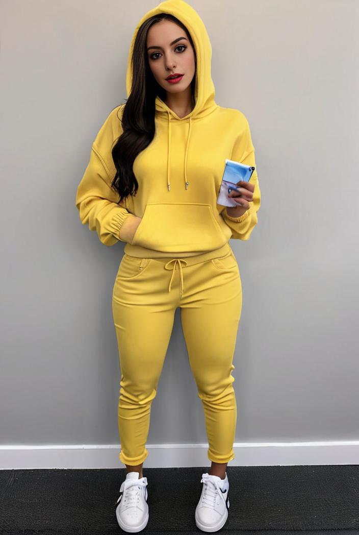 casual drawstring pants and hoodie combo set for women 109629