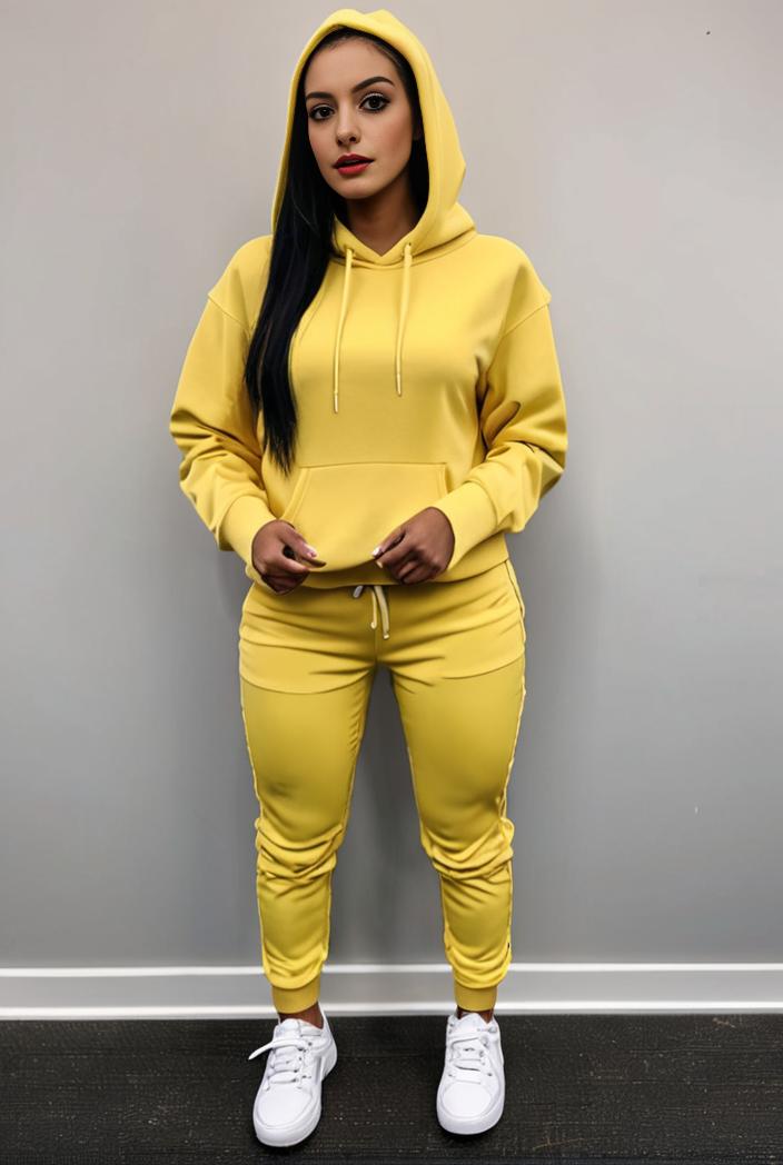 casual drawstring pants and hoodie combo set for women 109630