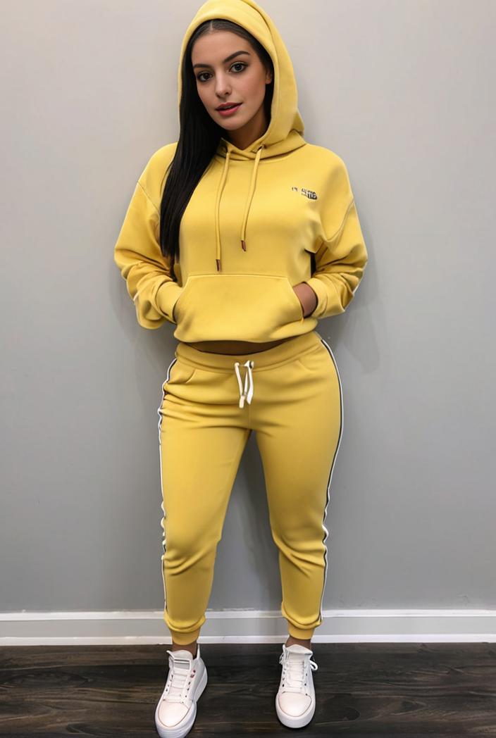 casual drawstring pants and hoodie combo set for women 109631