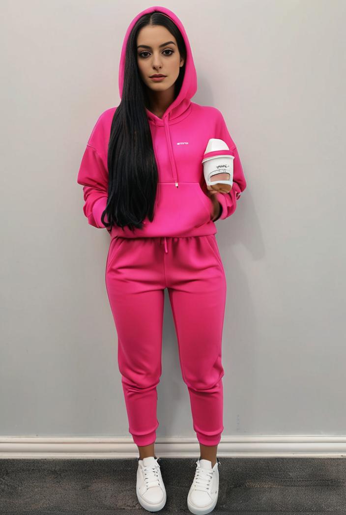 casual drawstring pants and hoodie combo set for women 109639
