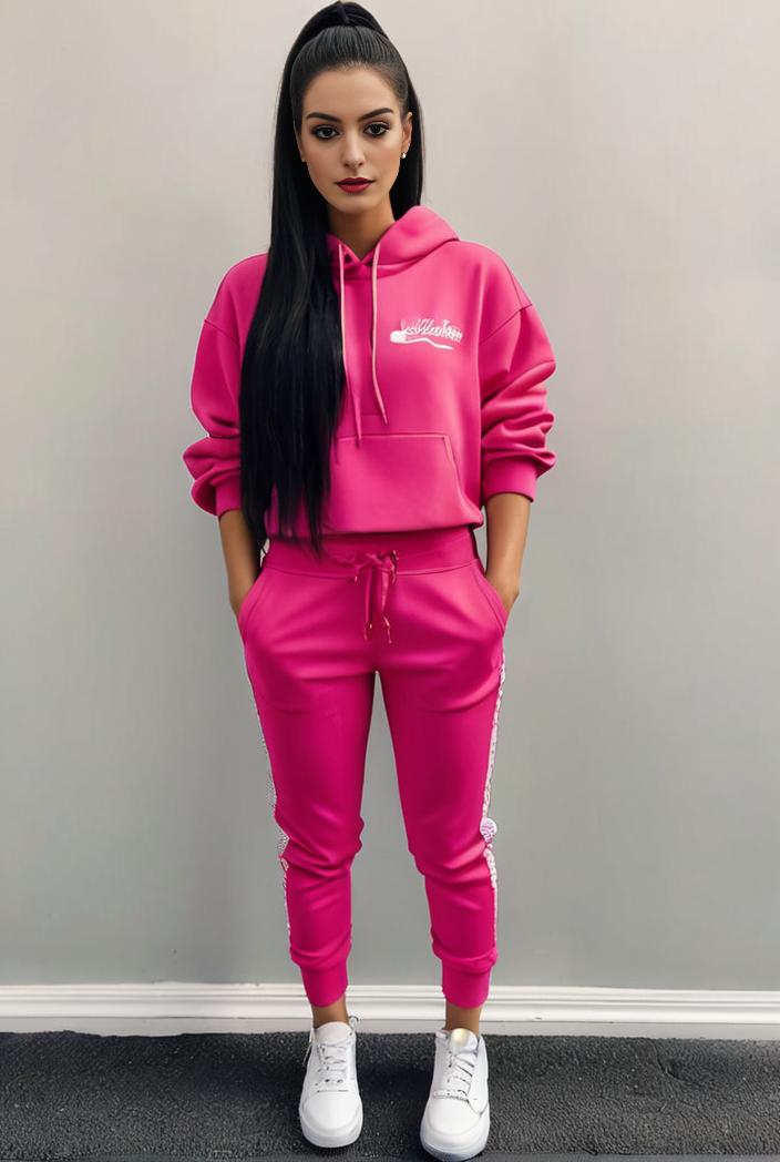 casual drawstring pants and hoodie combo set for women 109642