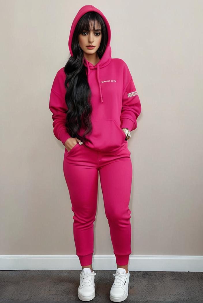 casual drawstring pants and hoodie combo set for women 109643