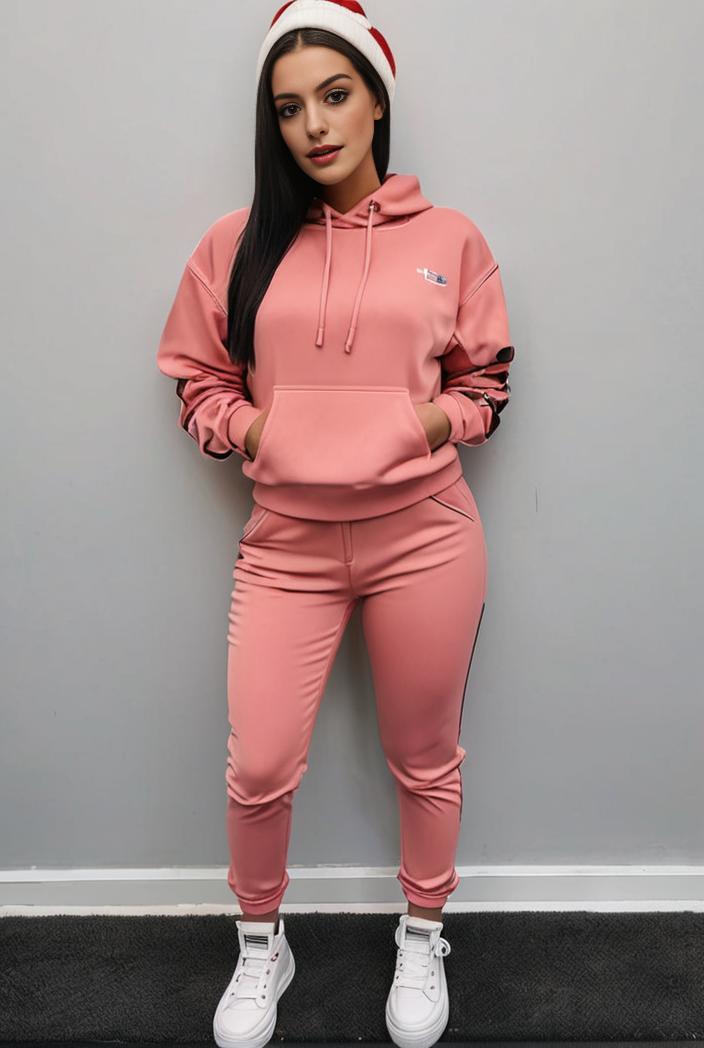 casual drawstring pants and hoodie combo set for women 109647