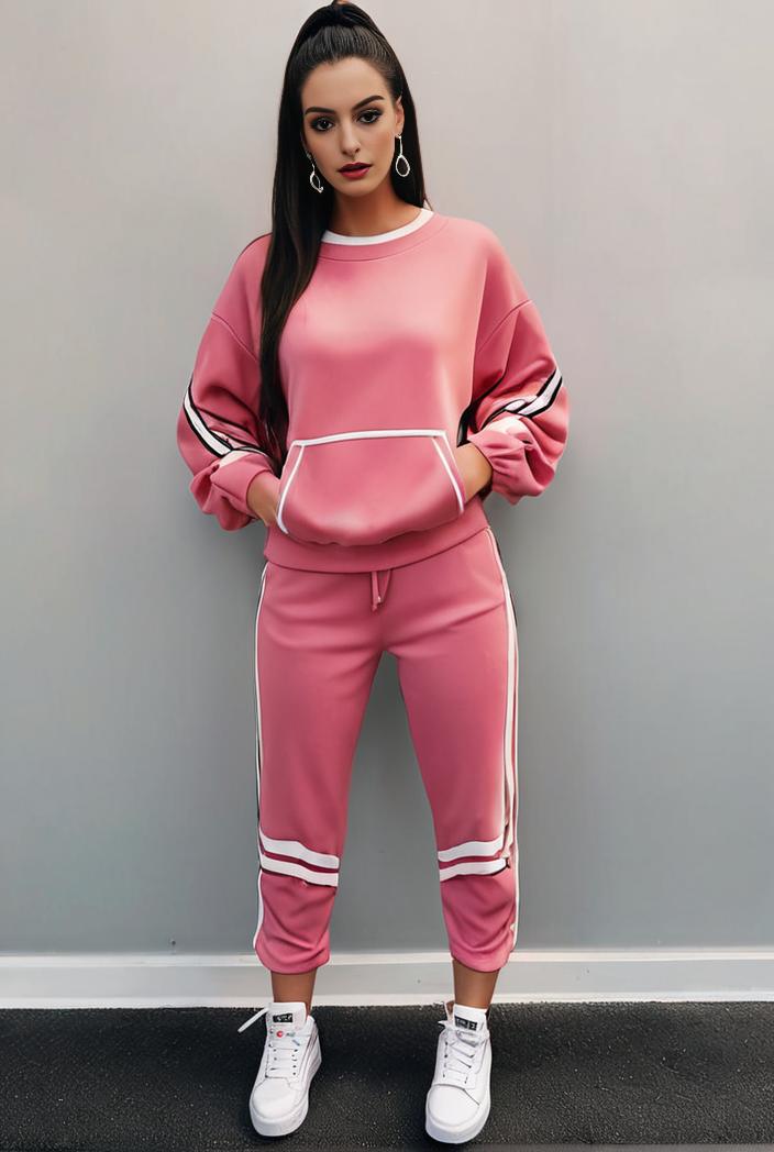 casual drawstring pants and hoodie combo set for women 109650