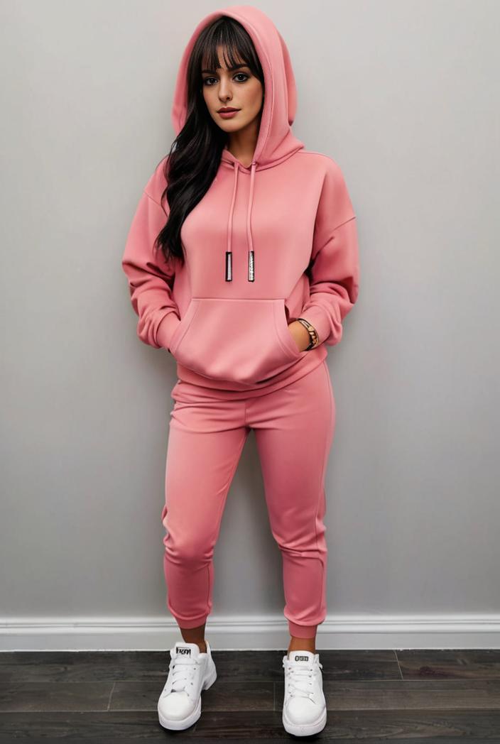 casual drawstring pants and hoodie combo set for women 109651