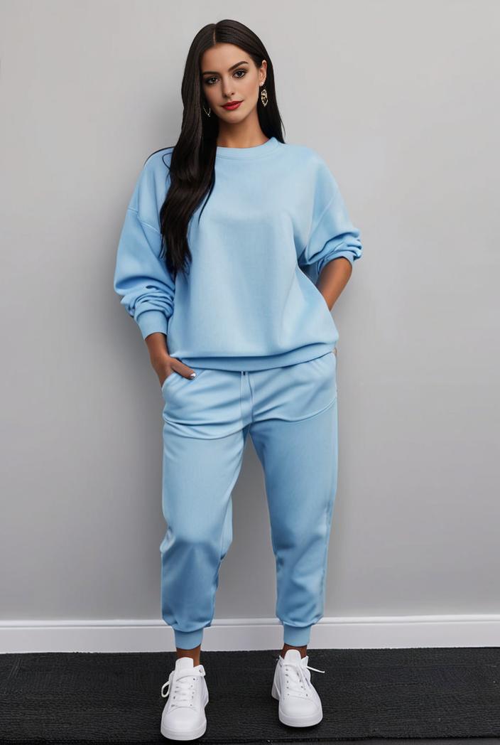 casual drawstring pants and hoodie combo set for women 109653