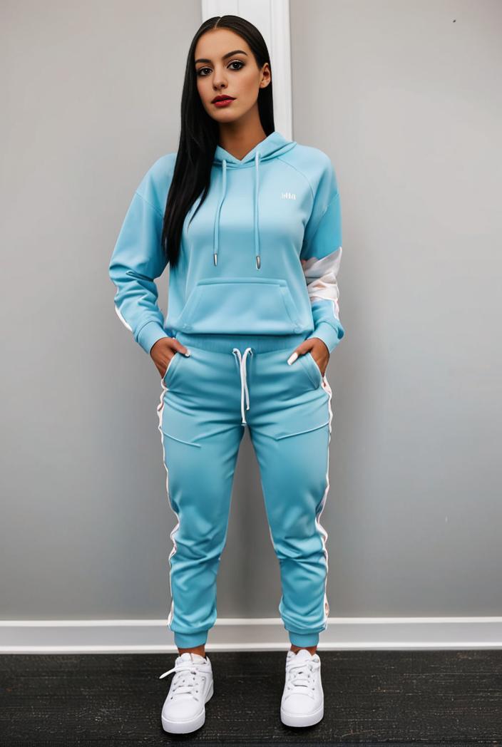 casual drawstring pants and hoodie combo set for women 109654