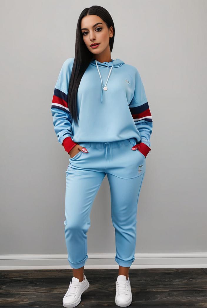casual drawstring pants and hoodie combo set for women 109655