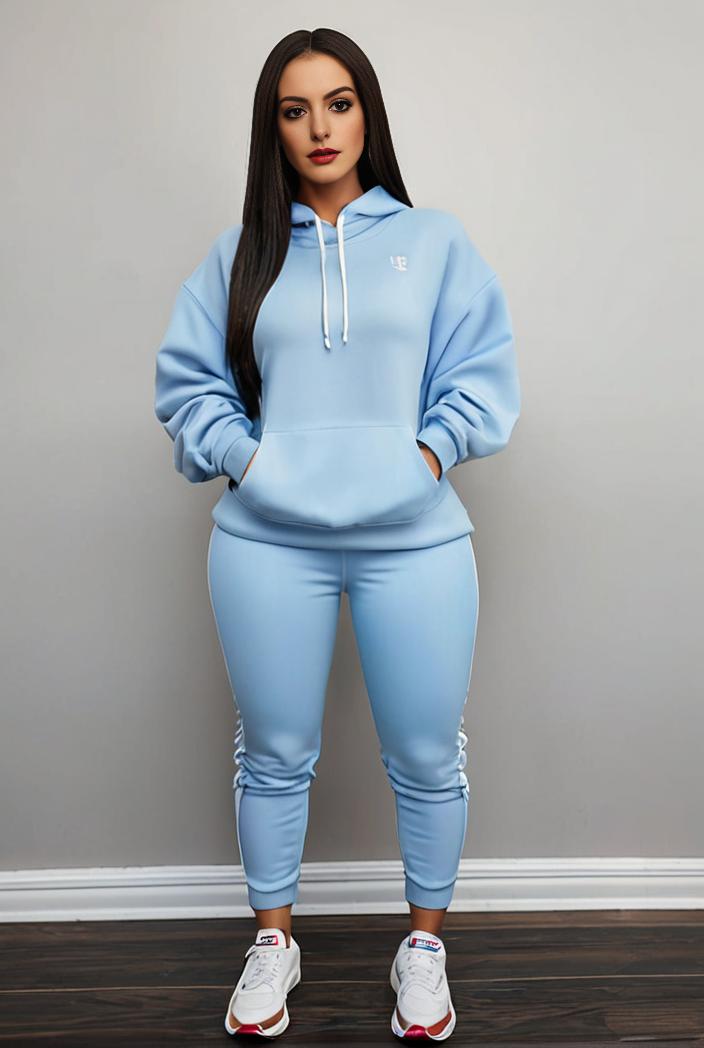 casual drawstring pants and hoodie combo set for women 109656