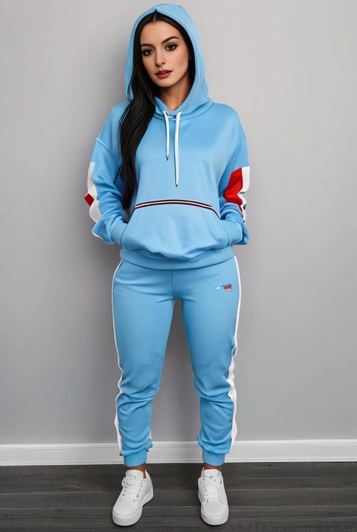 casual drawstring pants and hoodie combo set for women 109657