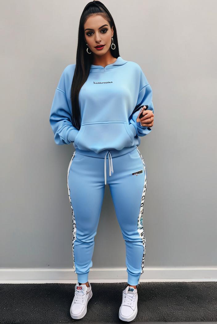 casual drawstring pants and hoodie combo set for women 109658