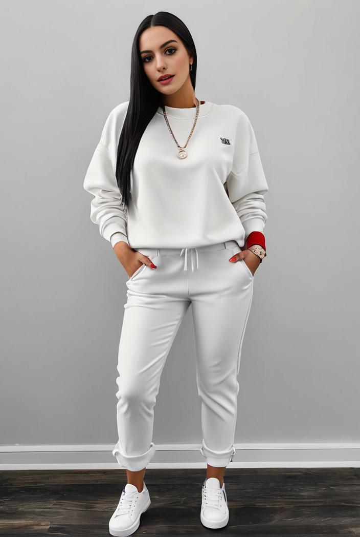 casual drawstring pants and hoodie combo set for women 109663