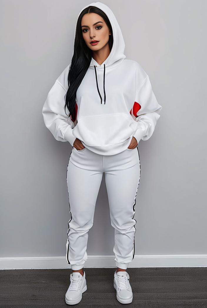 casual drawstring pants and hoodie combo set for women 109665