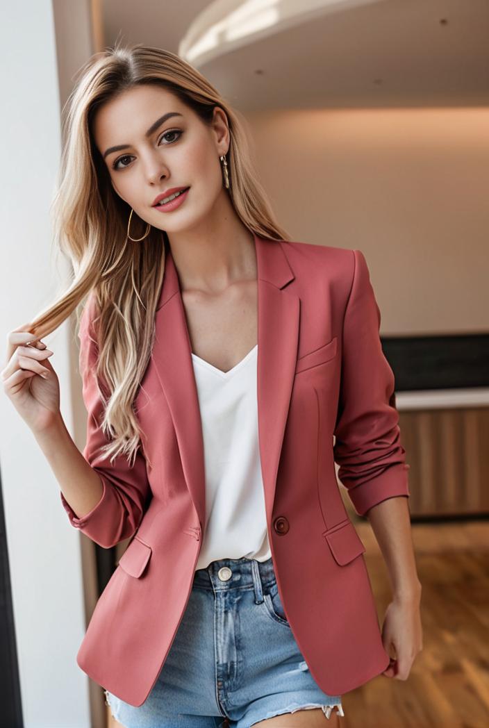 ladies solid button up blazer with long sleeves casual lapel design 123456