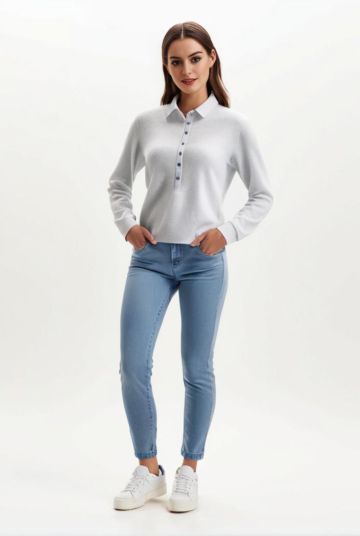 lapel denim coat with long sleeves and buttoned flap pockets stylish women s jacket 123496