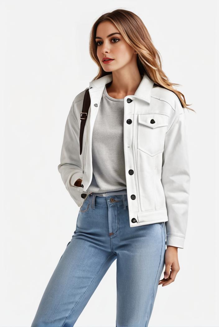 lapel denim coat with long sleeves and buttoned flap pockets stylish women s jacket 123501