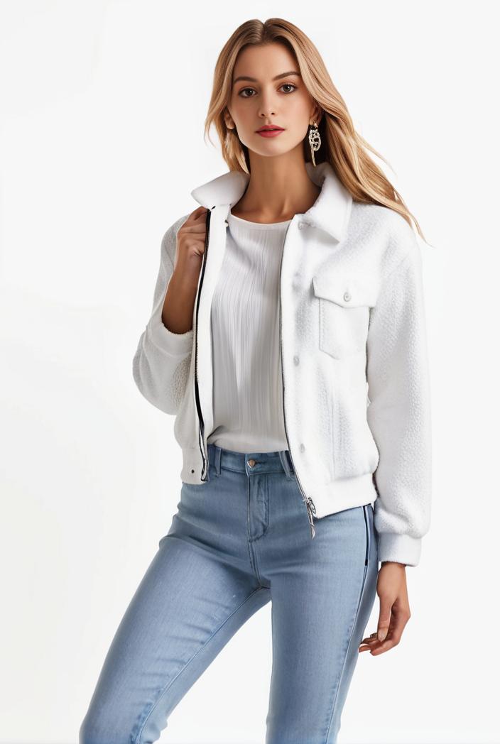 lapel denim coat with long sleeves and buttoned flap pockets stylish women s jacket 123504